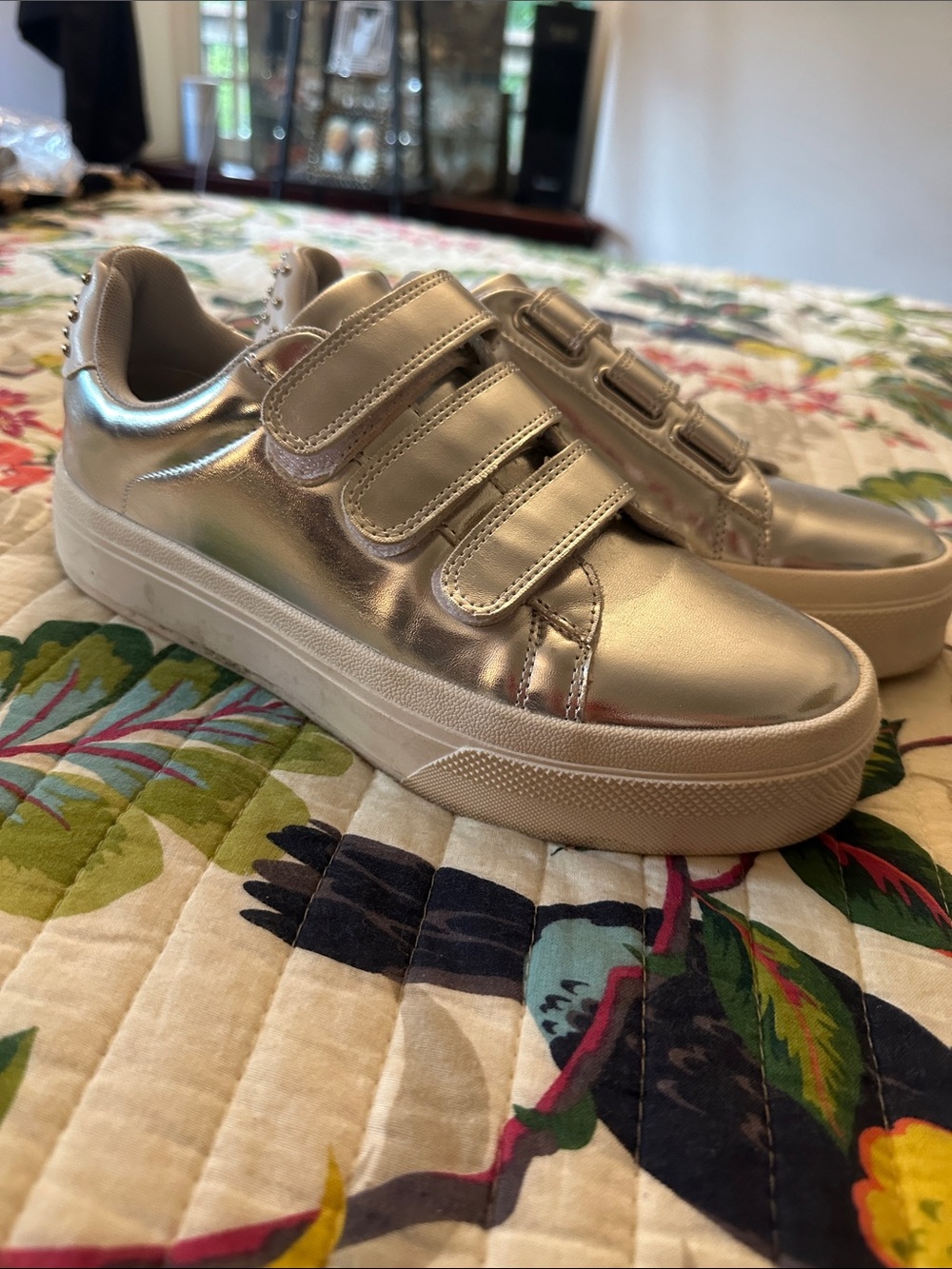 J/Slides Metallic Silver Platform Sneakers. Excellent Condition